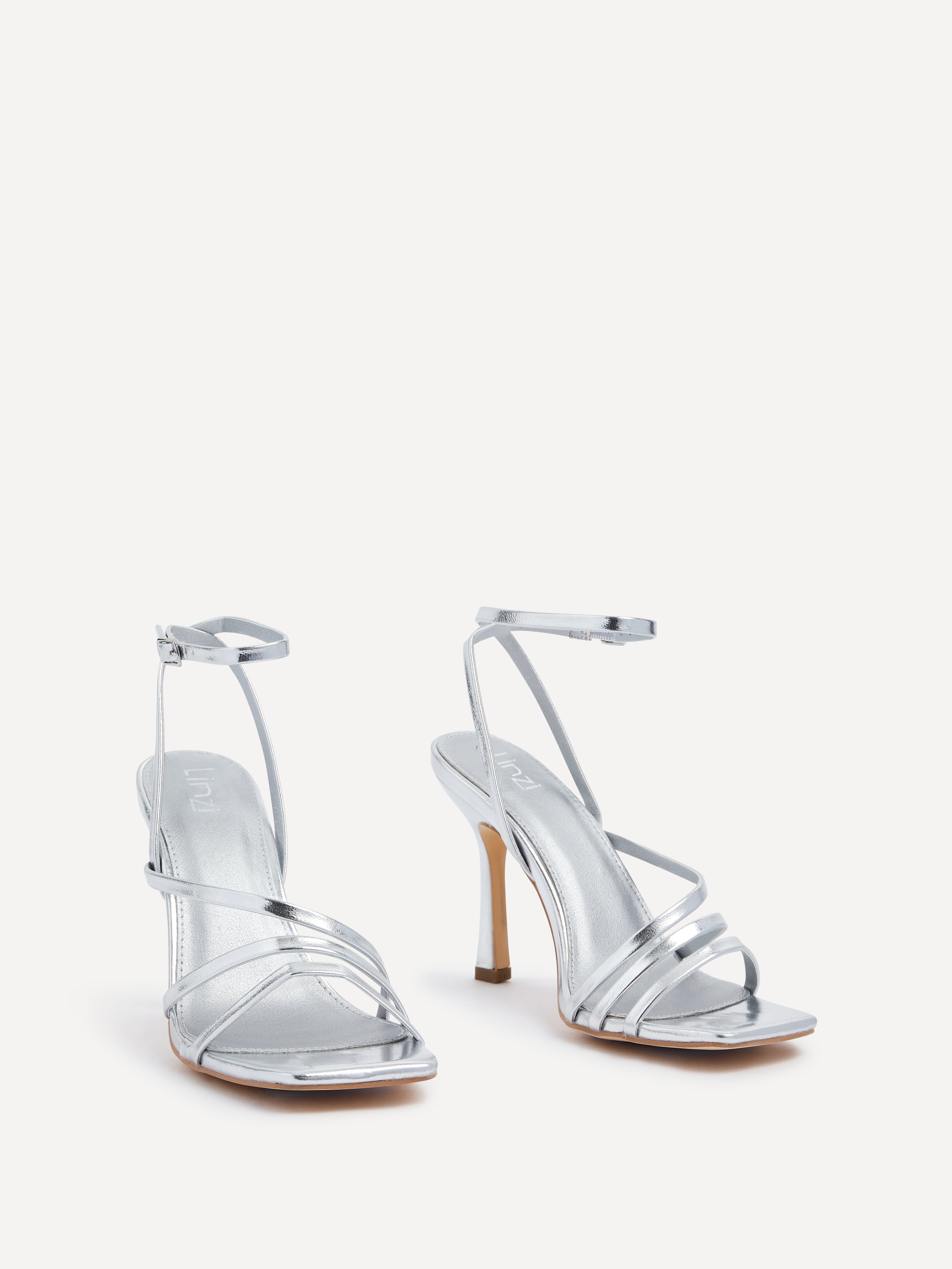 Scarlett Silver Faux Leather Strappy Heels