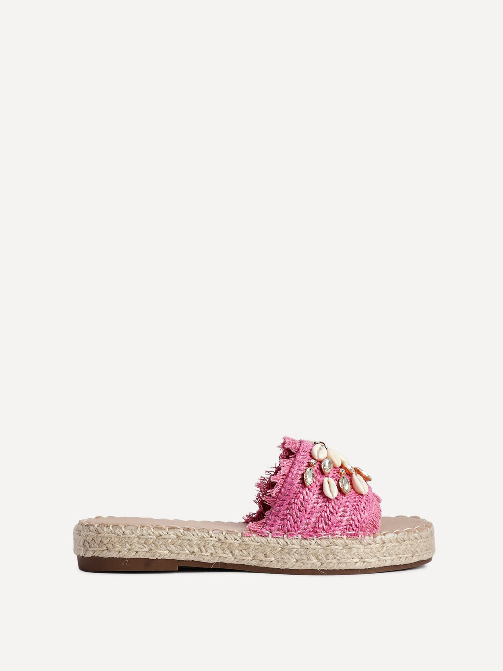 Seaside Fuchsia Raffia Embellished Sliders