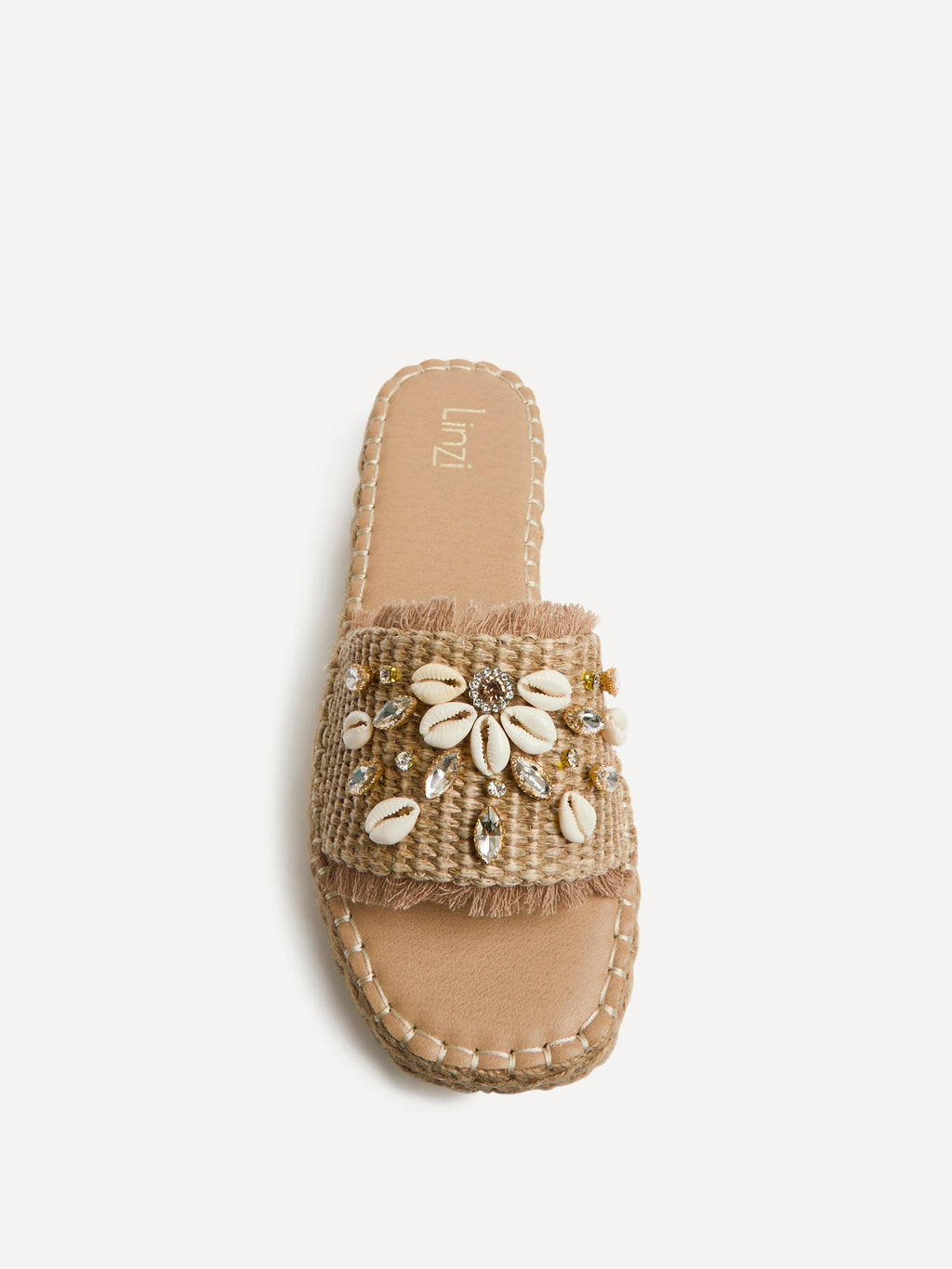 Seaside Mocha Raffia Embellished Sliders