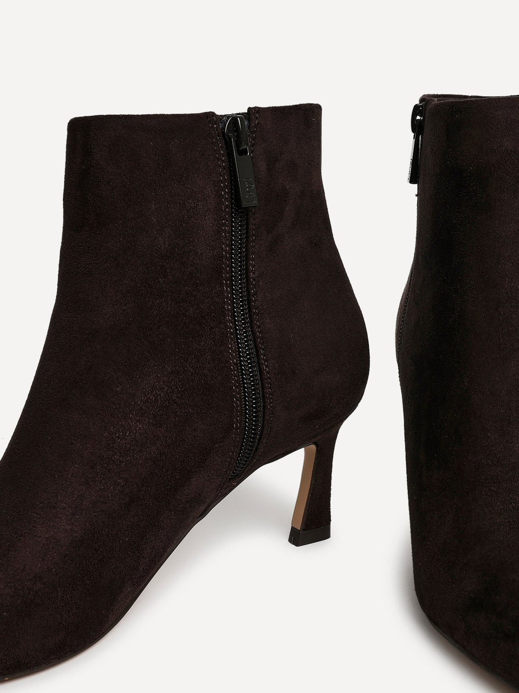 Secured Brown Faux Suede Stiletto Ankle Boots