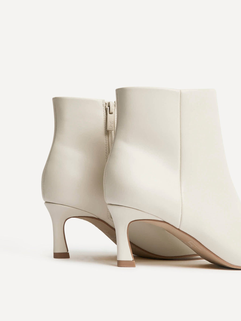 Secured Ivory Faux Leather Stiletto Ankle Boots