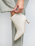 Secured Ivory Faux Leather Stiletto Ankle Boots