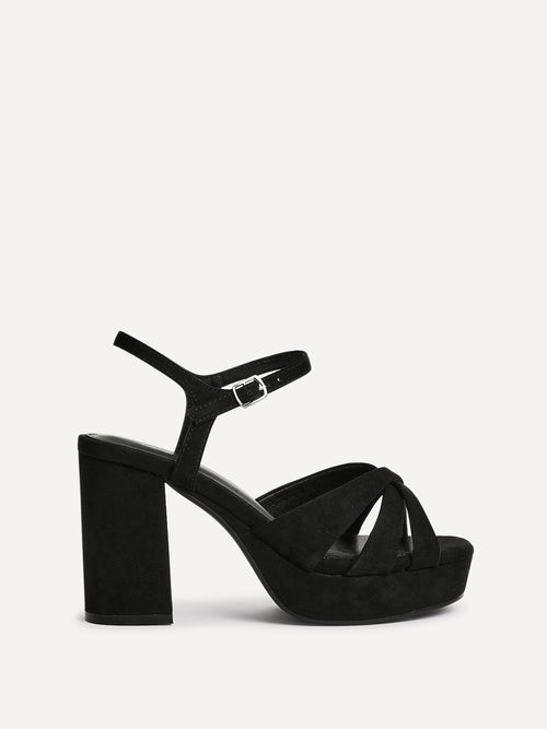 Selene Wide Fit Black Platform Heels