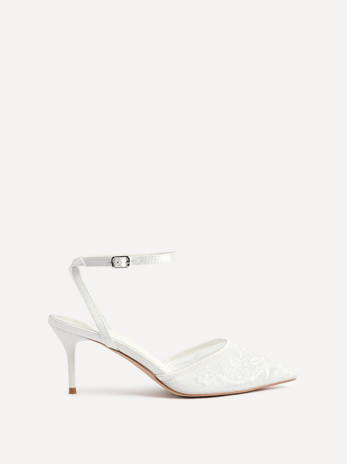 Serenade Bridal Ivory Beaded Mesh Court Heels