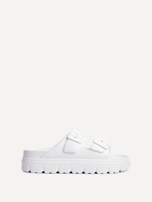 Sirocco White Platform Slider Sandals