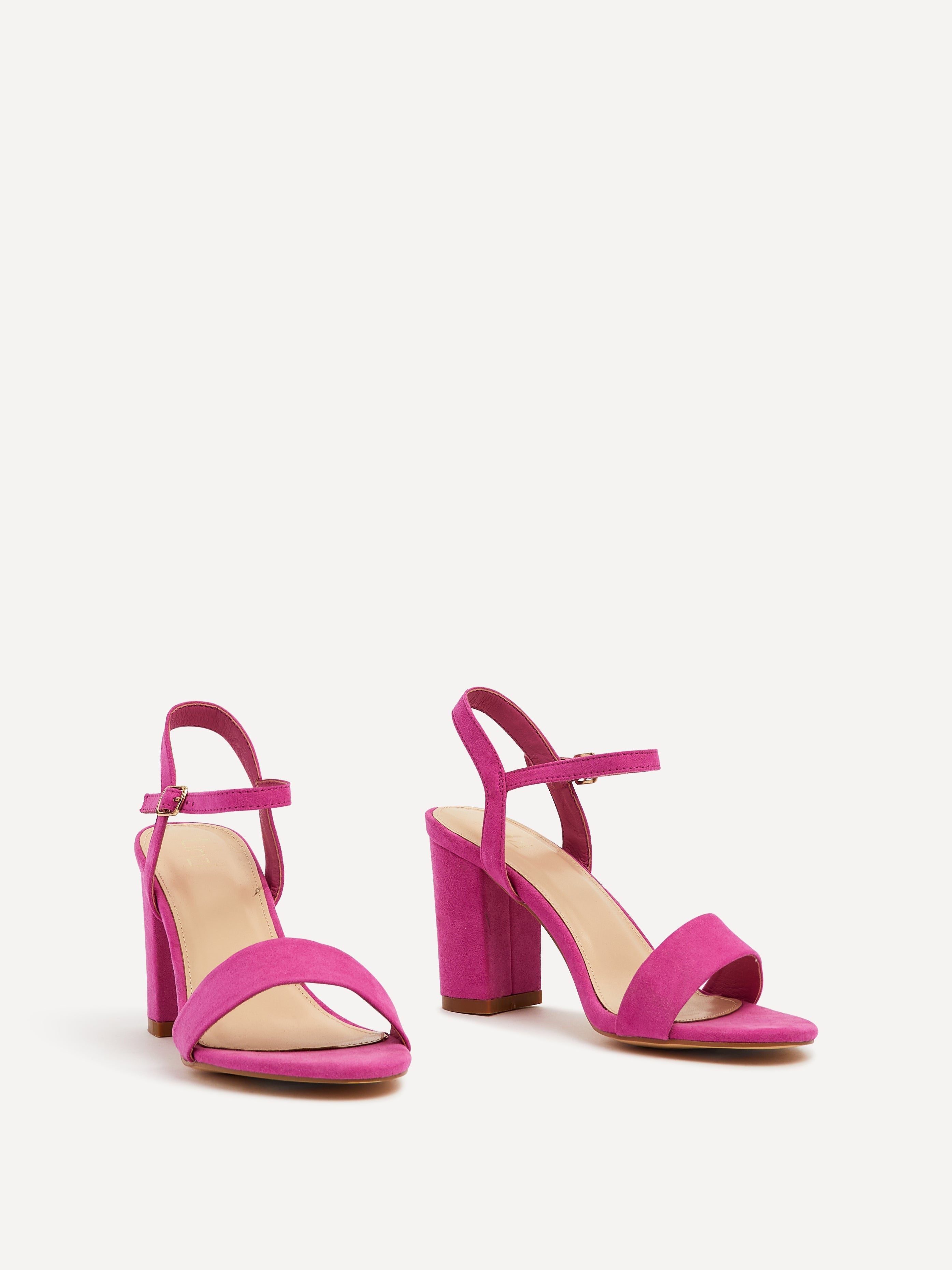 Skyline Pink Faux Suede Heeled Sandals