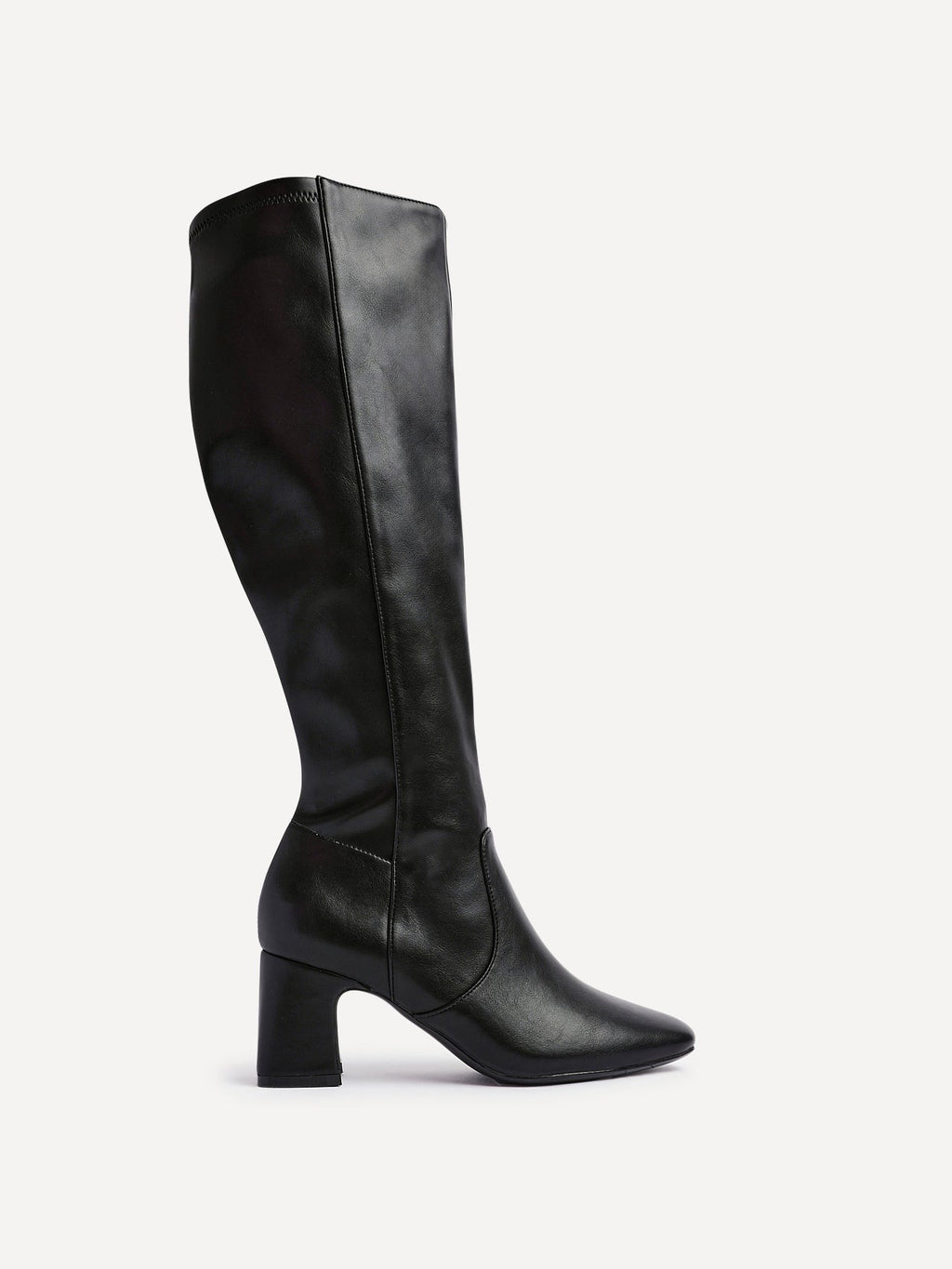 Slate Black Faux Leather Long Heeled Boots