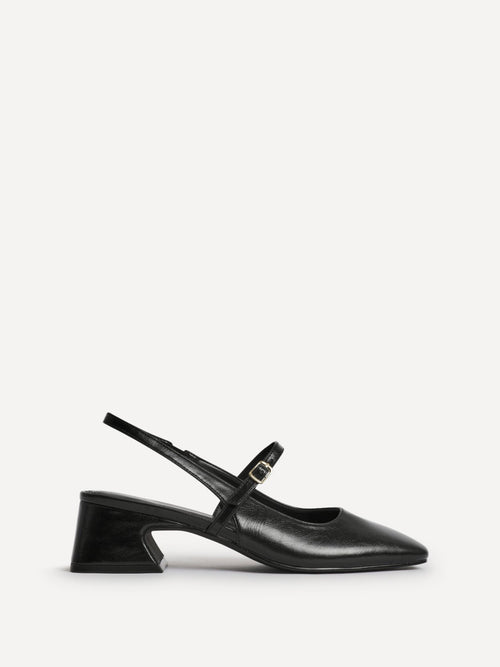 Society Black Faux Leather Mary Jane Heels
