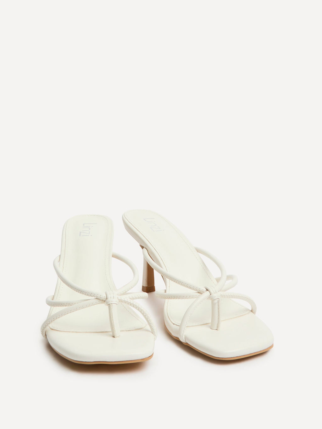 Solis White Strappy Mule Heels