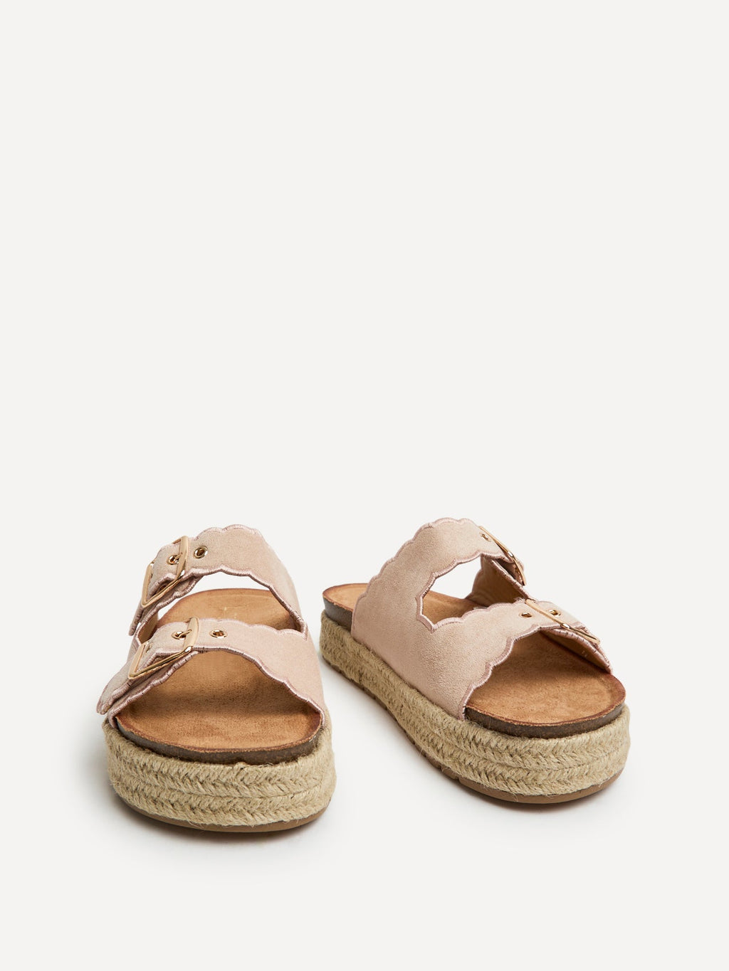 Sonnet Dusky Pink Double Buckle Flatform Sandals
