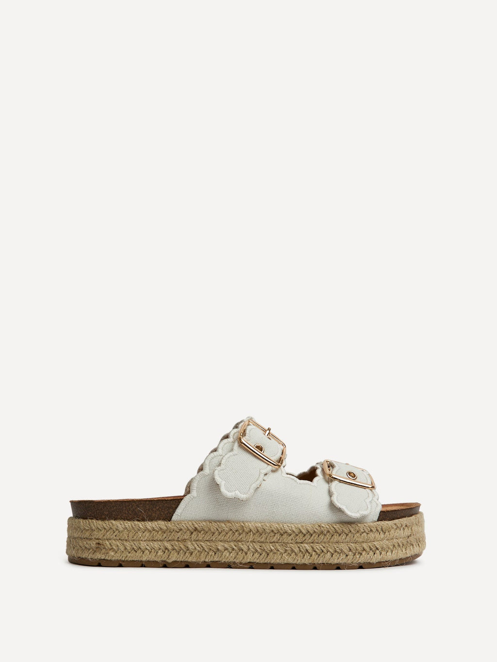 Sonnet White Double Buckle Flatform Sandals