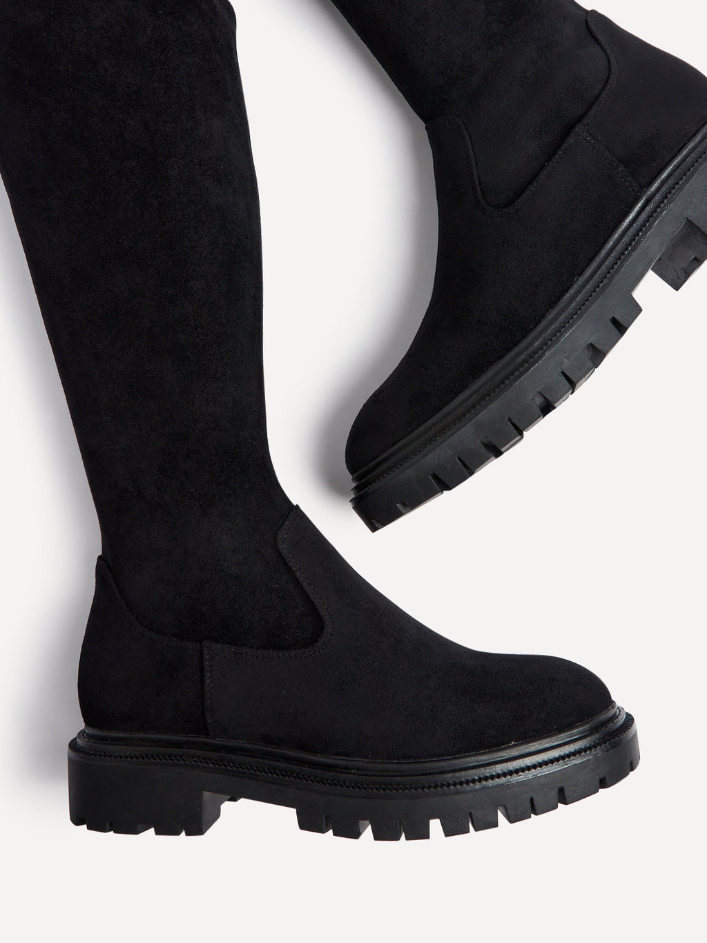 Sonny Black Faux Suede Long Boots
