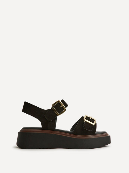 Source Wide Fit Black Flatform Sandals