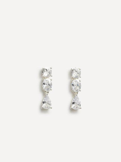 Stardust Silver Crystal Stone Drop Earrings