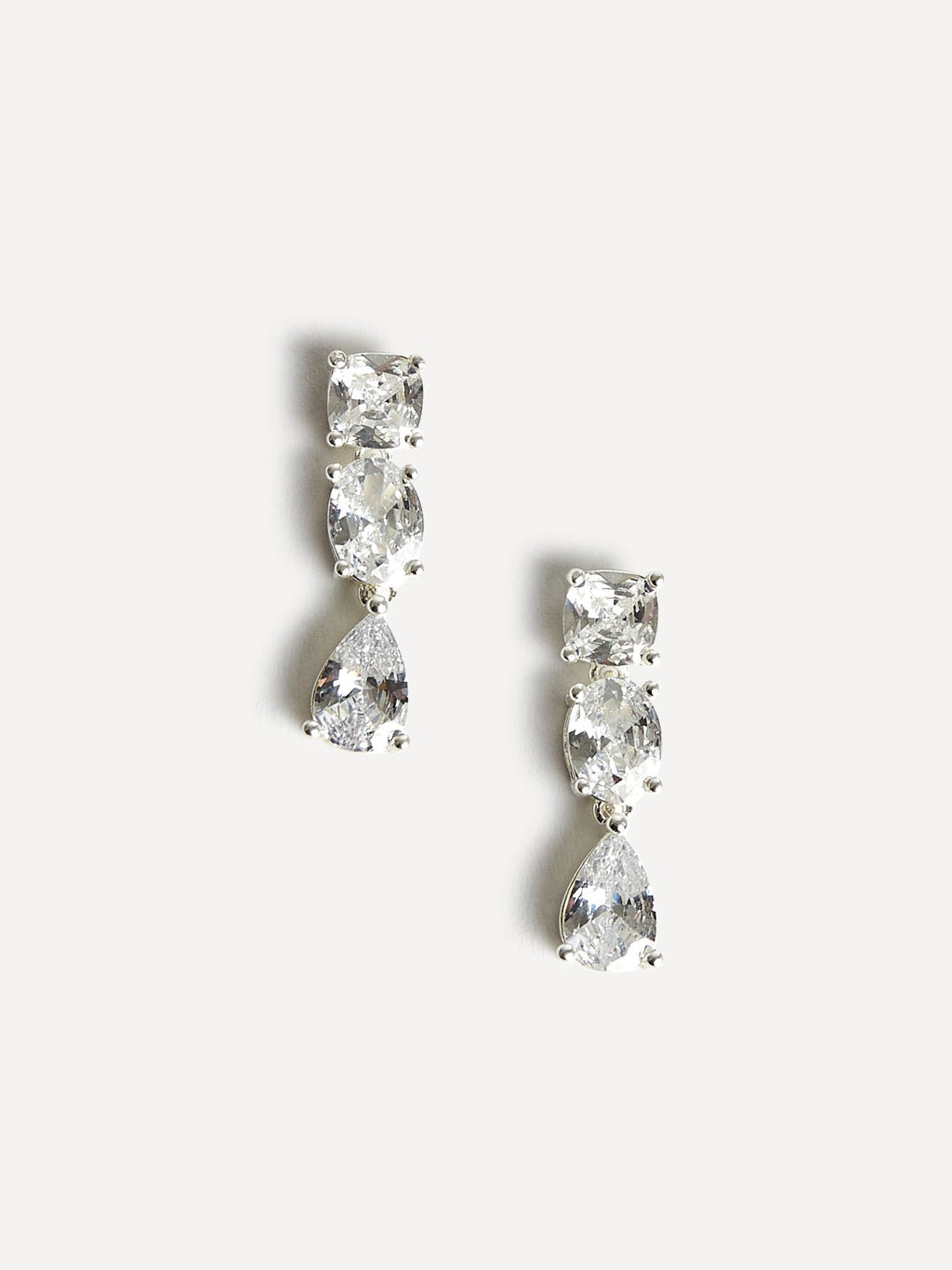 Stardust Silver Crystal Stone Drop Earrings