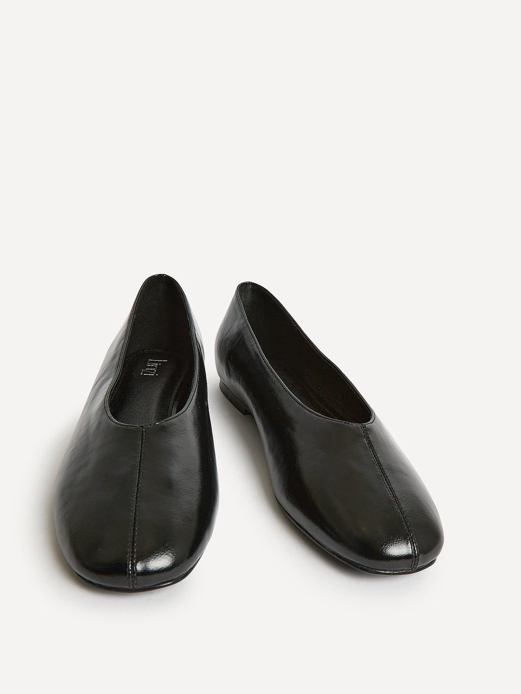 Structure Black Faux Leather Square Toe Ballet Flats