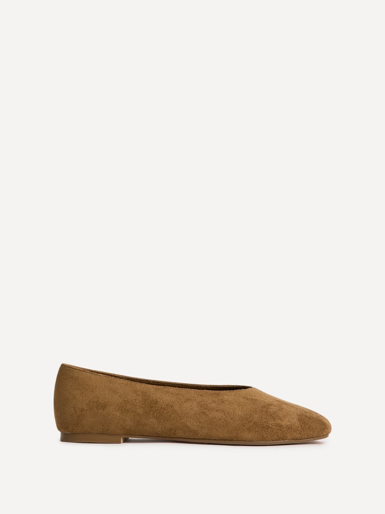 Structure Tan Faux Suede Square Toe Ballet Flats