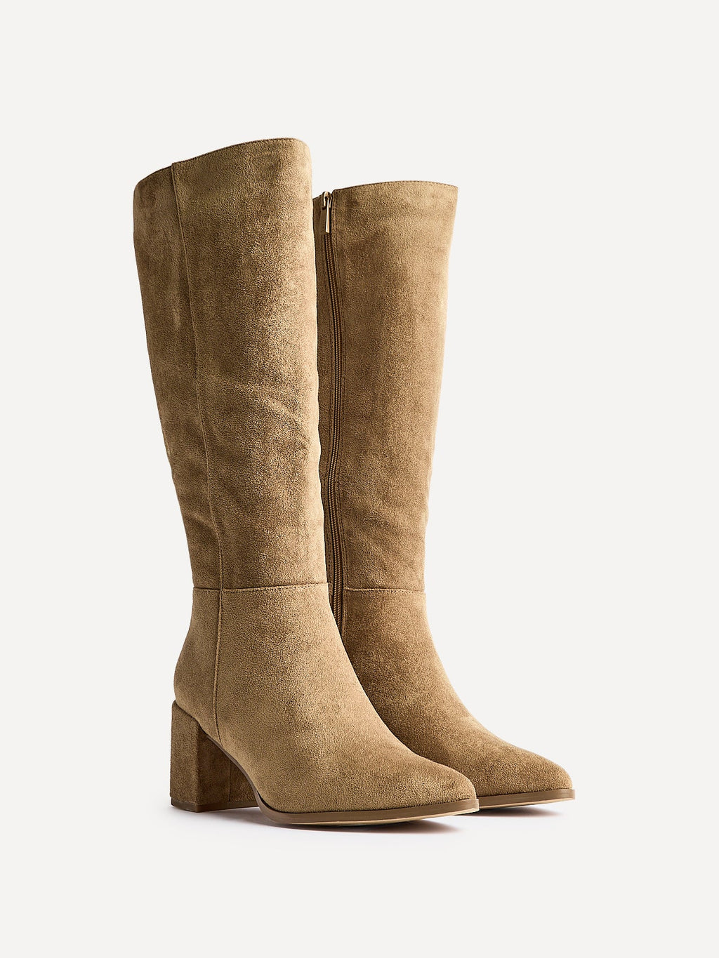 Swerve Beige Heeled Long Boots