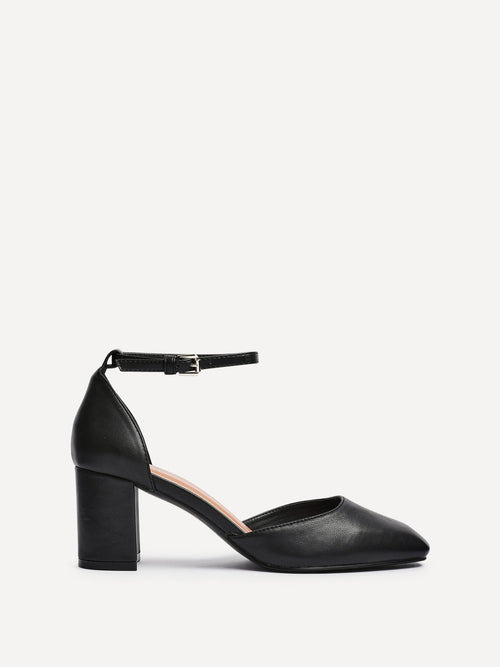 Sydney Black Square Toe Court Heels
