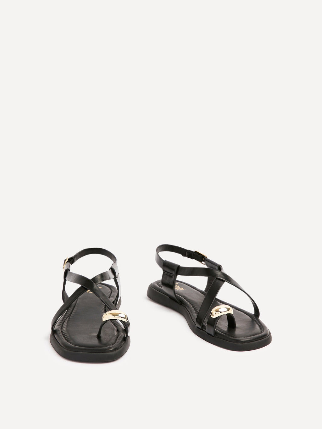 Salma Black & Gold Flat Sandals