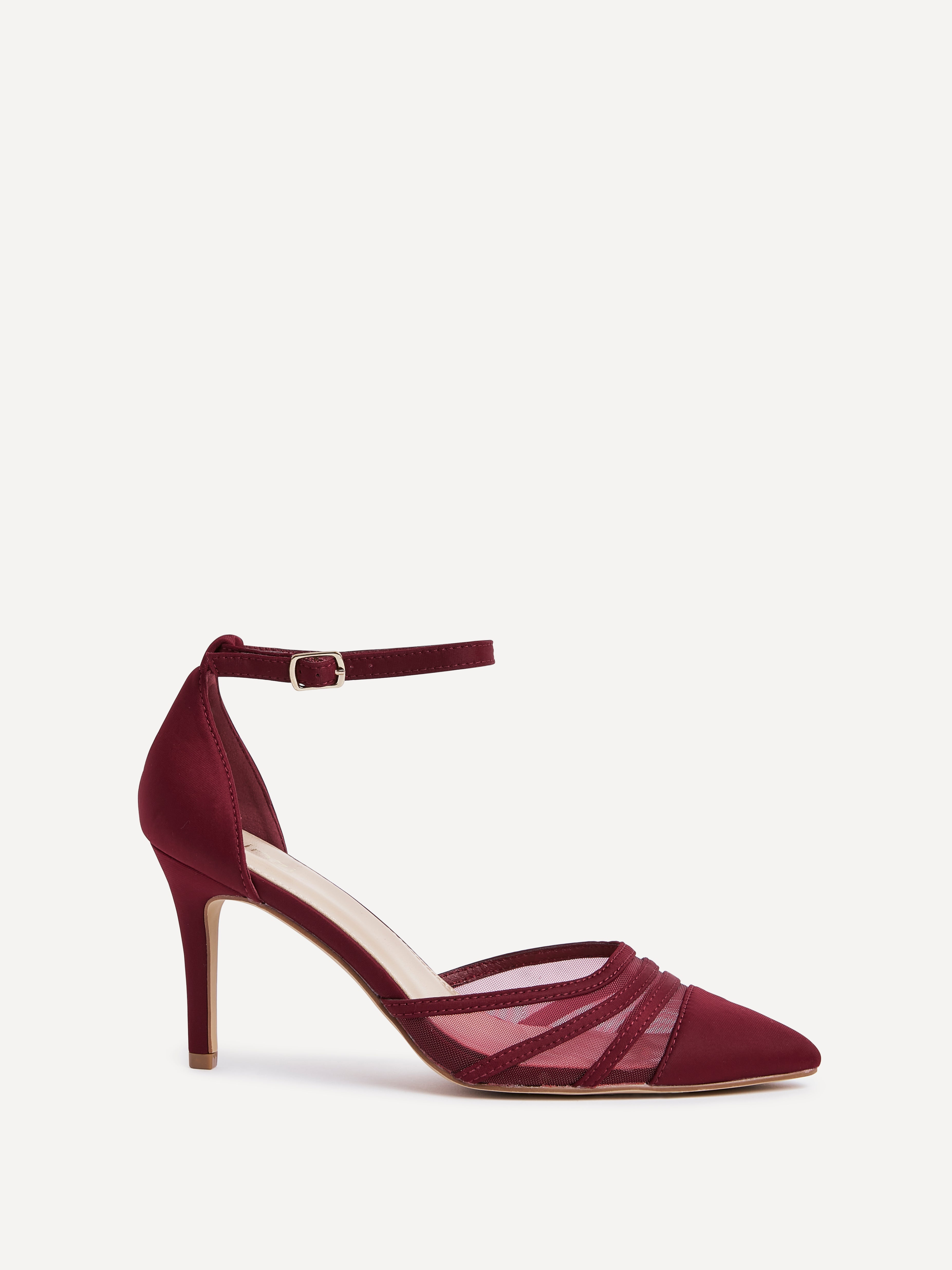 Serri Burgundy Lycra Mesh Court Heels