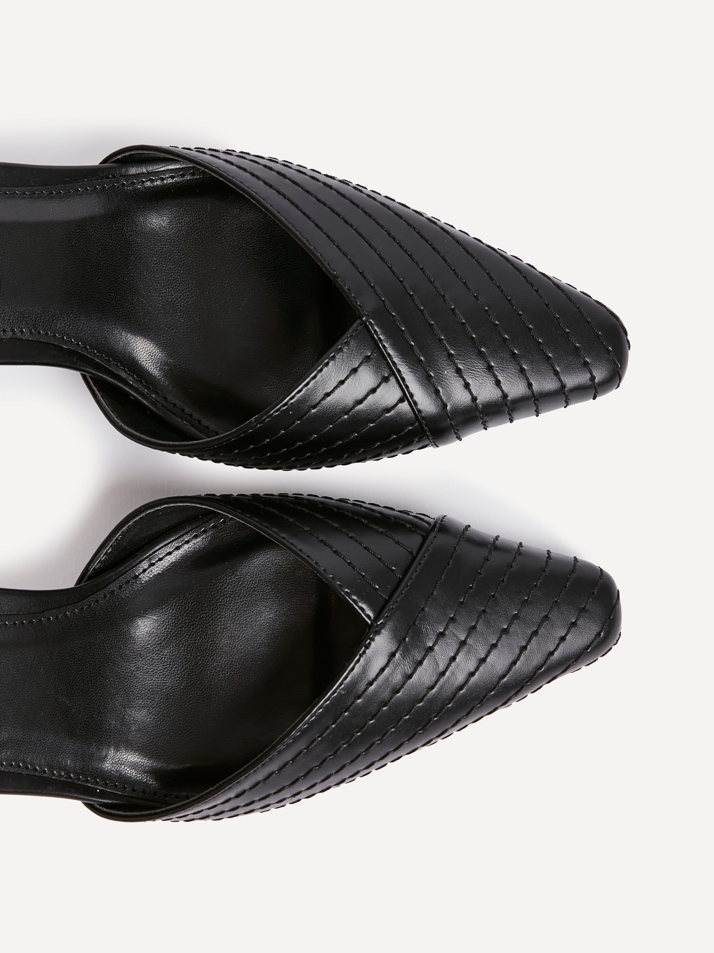 Siren Black Faux Leather Quilted Court Heels
