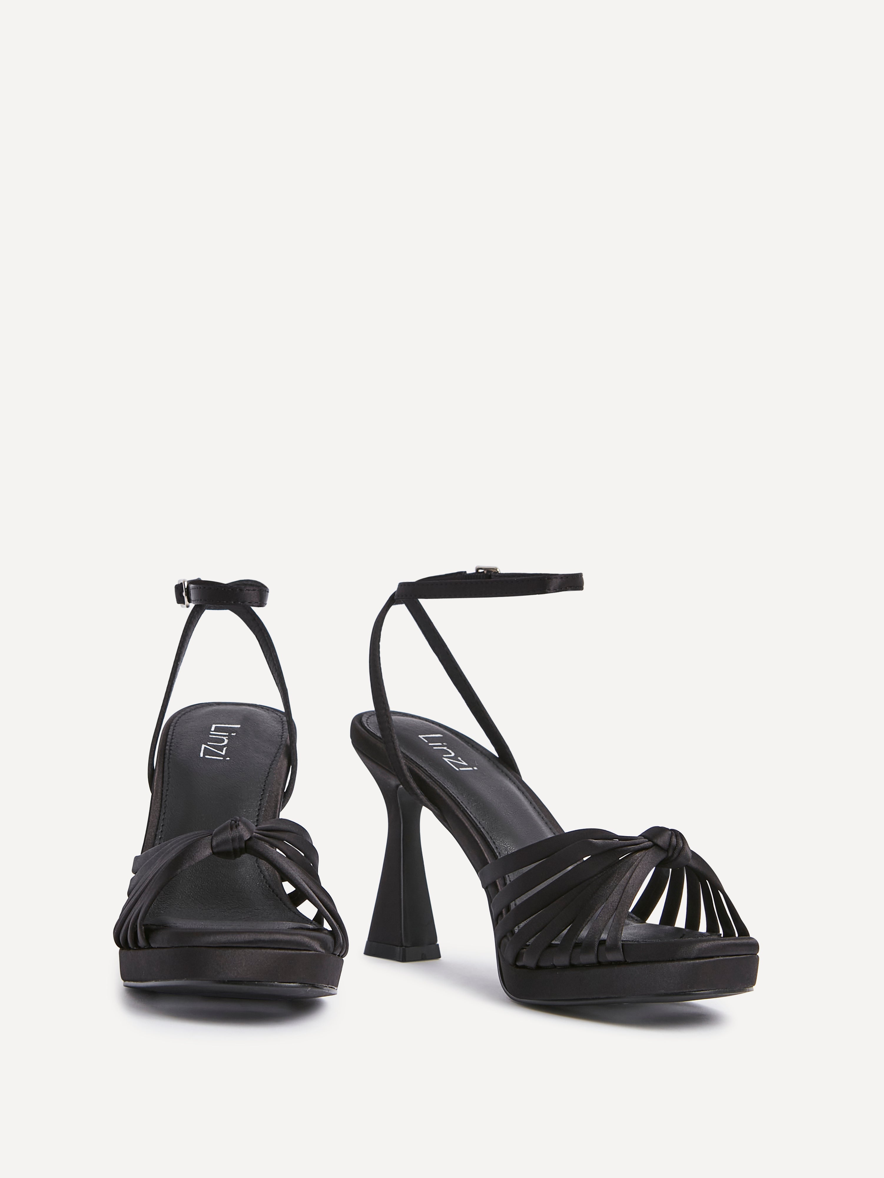 Socialite Black Satin Knotted Platform Heels