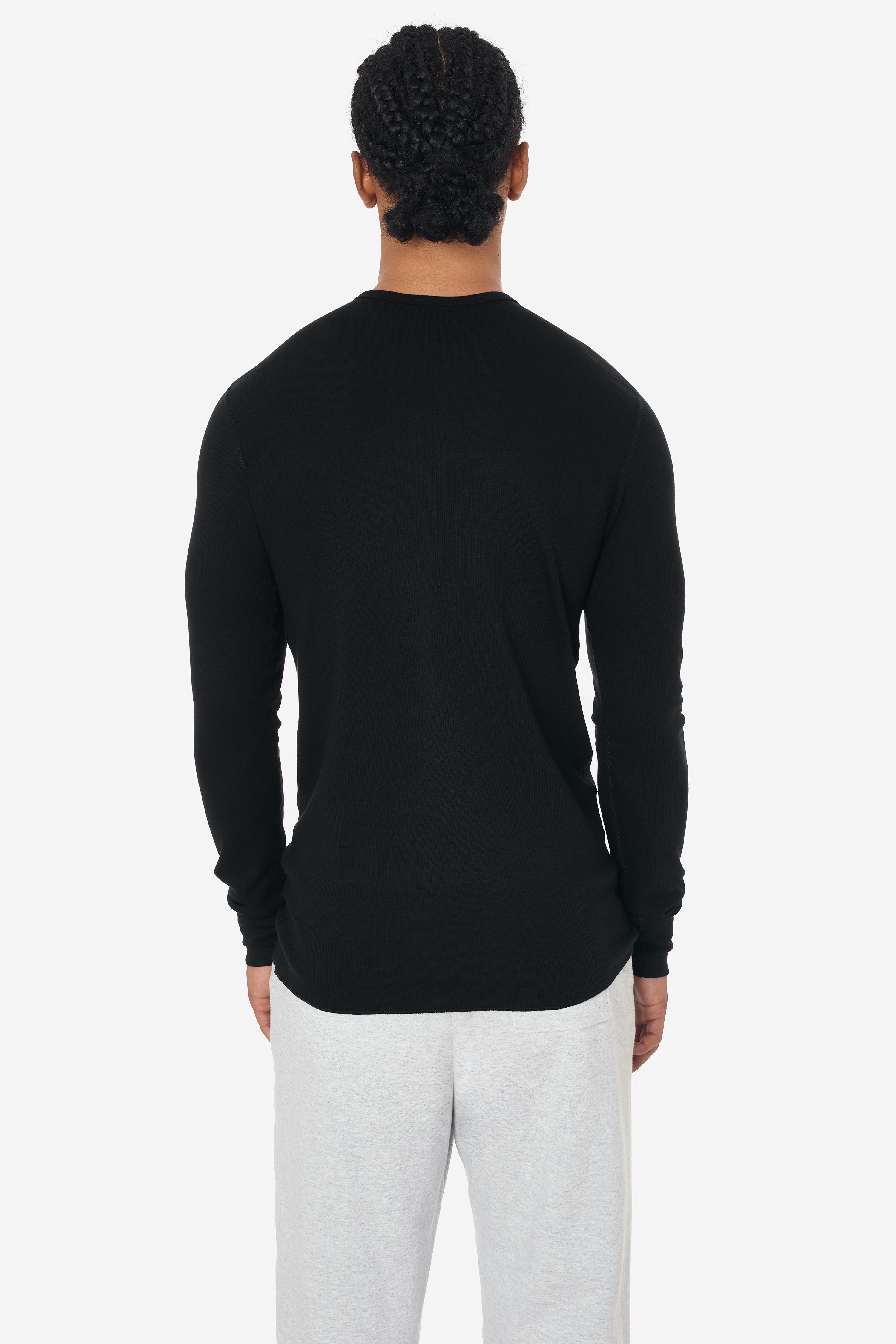 T407 - Poly-Cotton Thermal Long Sleeve Crewneck
