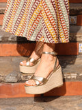 Tahiti Gold Crossover Espadrille Wedge