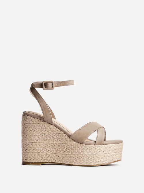 Tahiti Taupe Crossover Espadrille Wedge