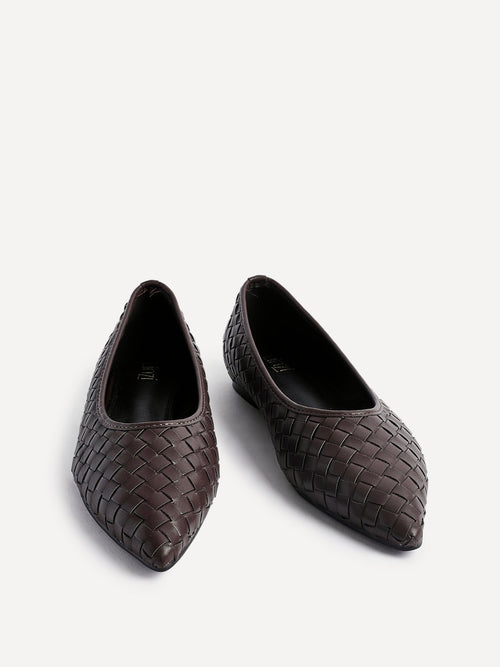 Talina Brown Faux Leather Ballet Flats