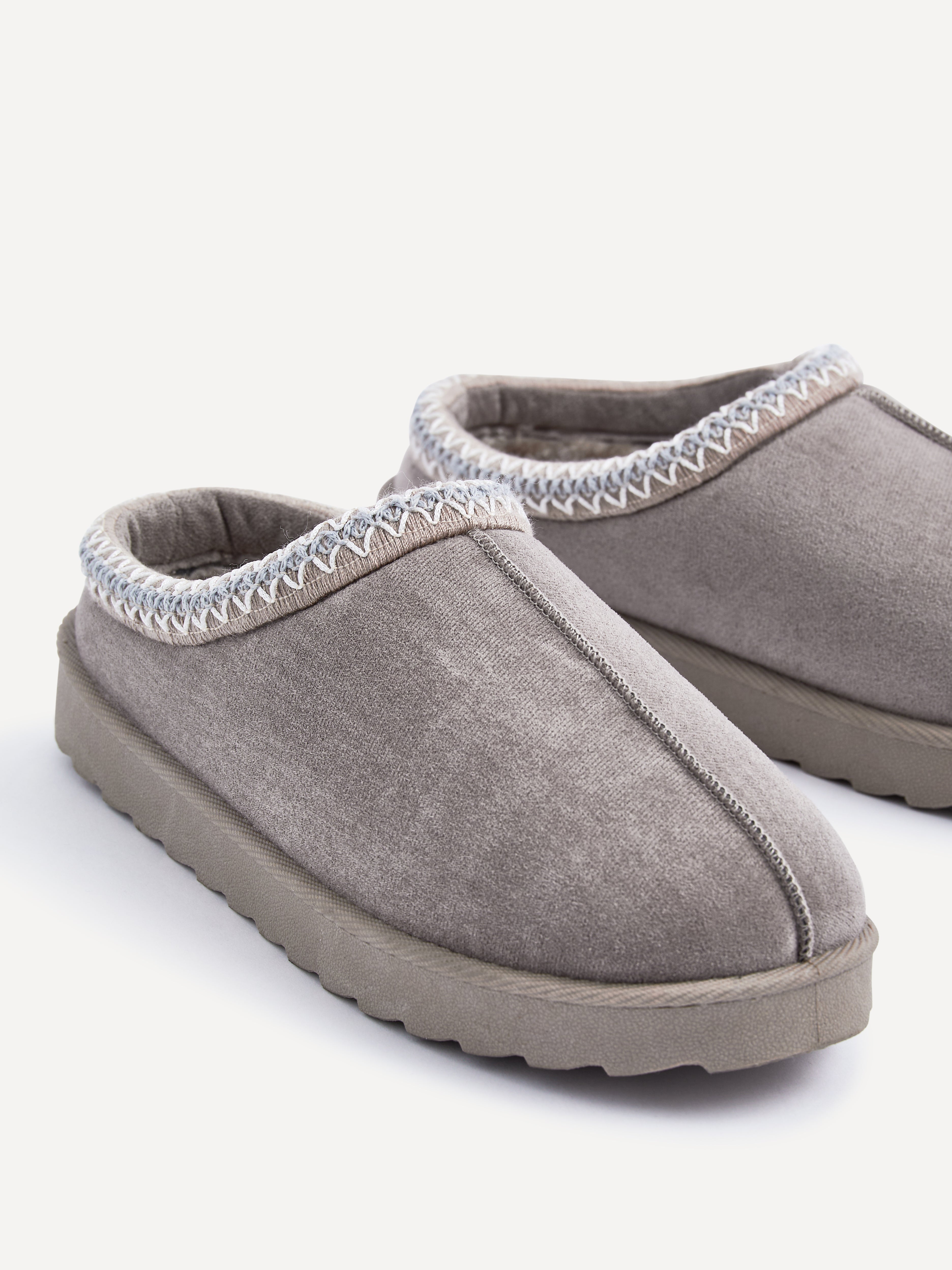 Tammy Ash Grey Faux Suede Slippers