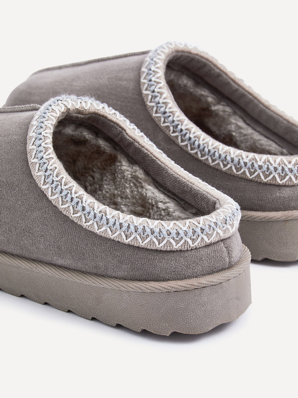 Tammy Ash Grey Faux Suede Slippers