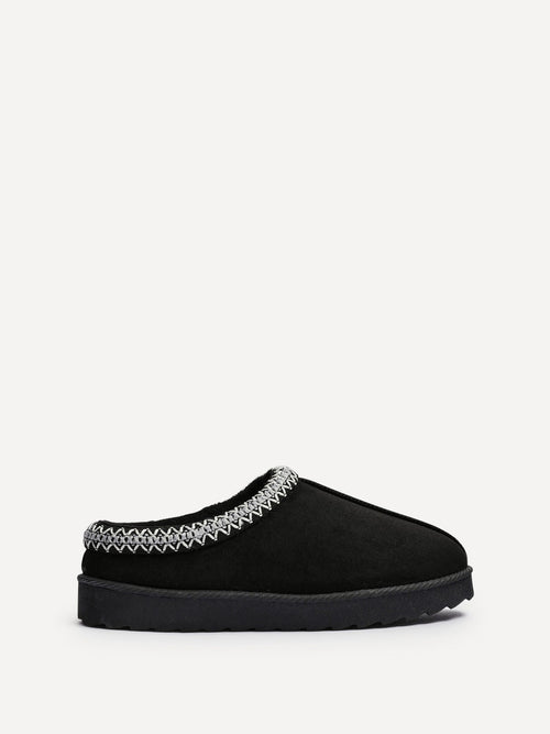 Tammy Black Faux Suede Slippers