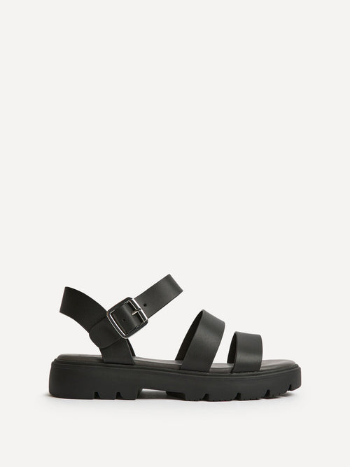Tayla Wide Fit Black Gladiator Sandals