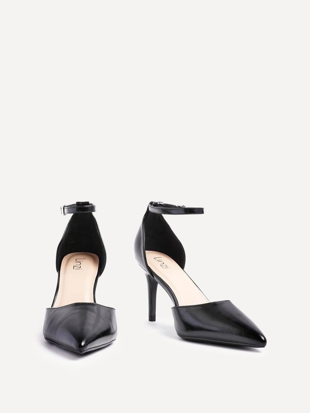 Thea Black Faux Leather Stiletto Court Heels