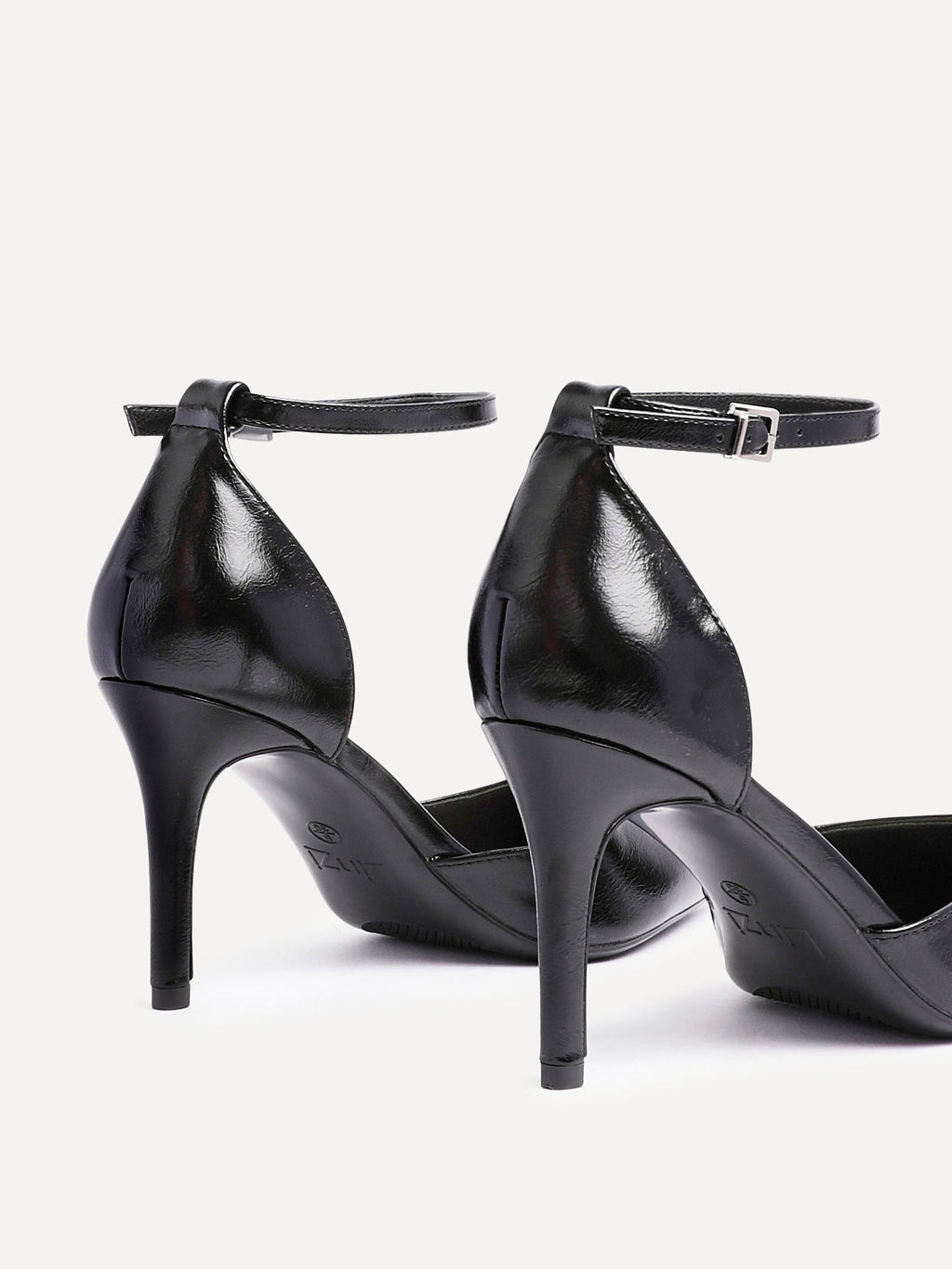 Thea Black Faux Leather Stiletto Court Heels