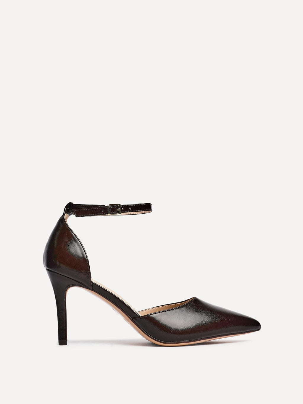 Thea Brown Faux Leather Stiletto Court Heels