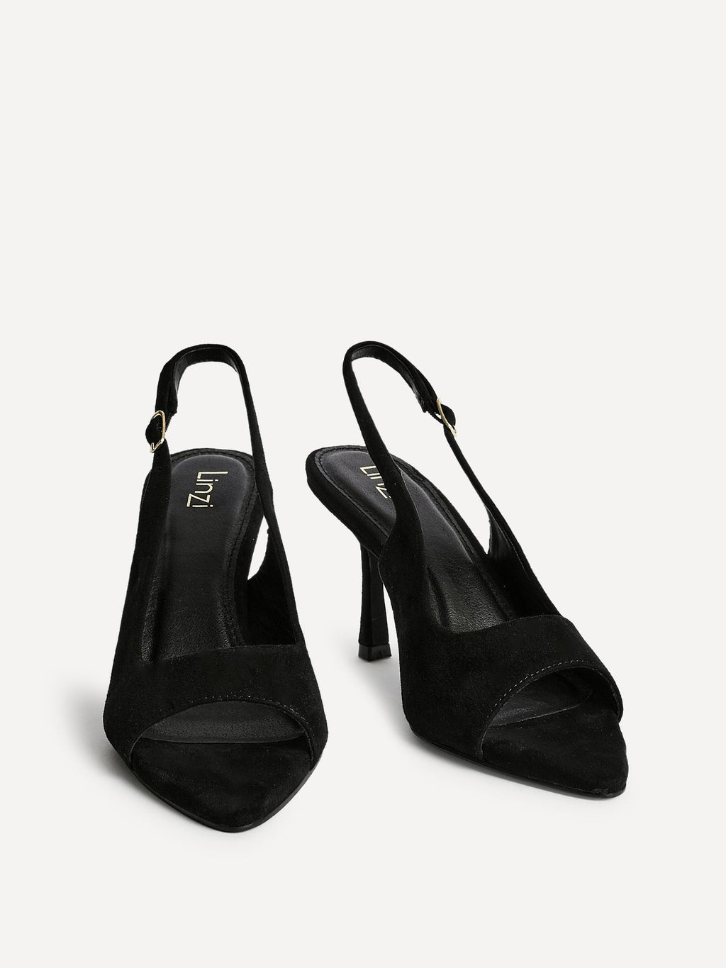 Tokyo Black Faux Suede Peep Toe Heels