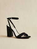 Trance Black Faux Suede Block Heels