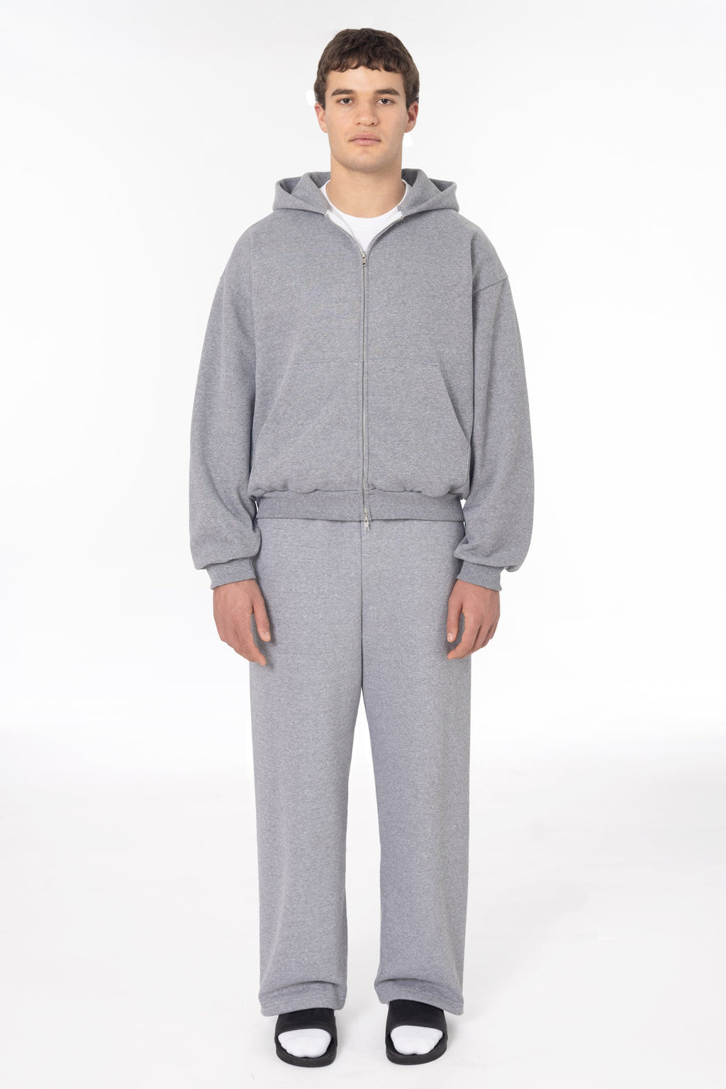 TRF10 - 12 oz. Tri-Blend Gabardine Fleece Waist Length Pull Zip Hoodie