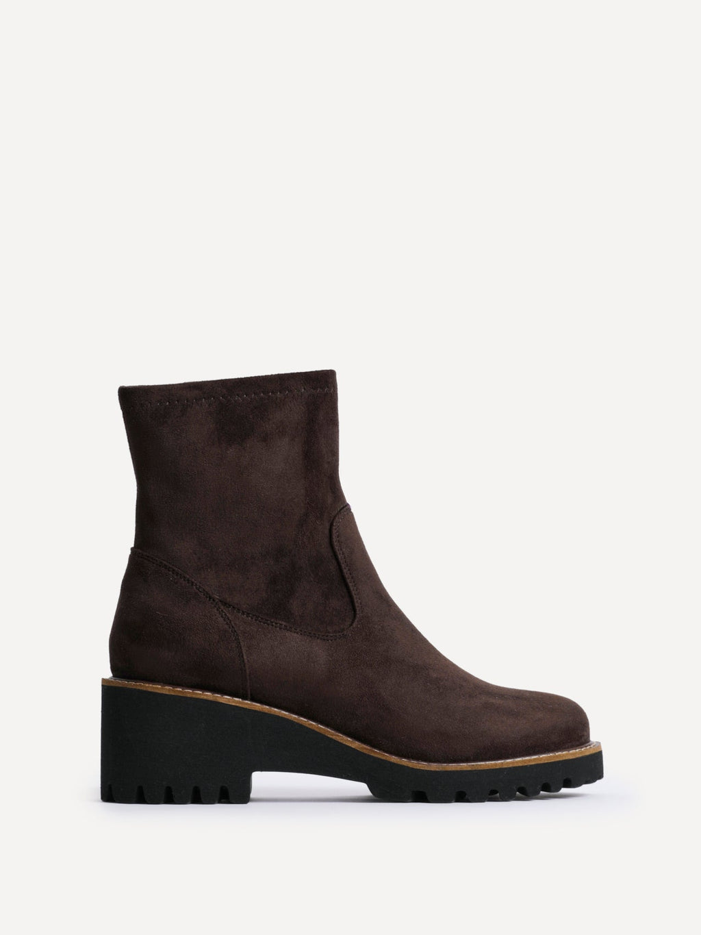 Trish Brown Faux Suede Wedged Ankle Boots