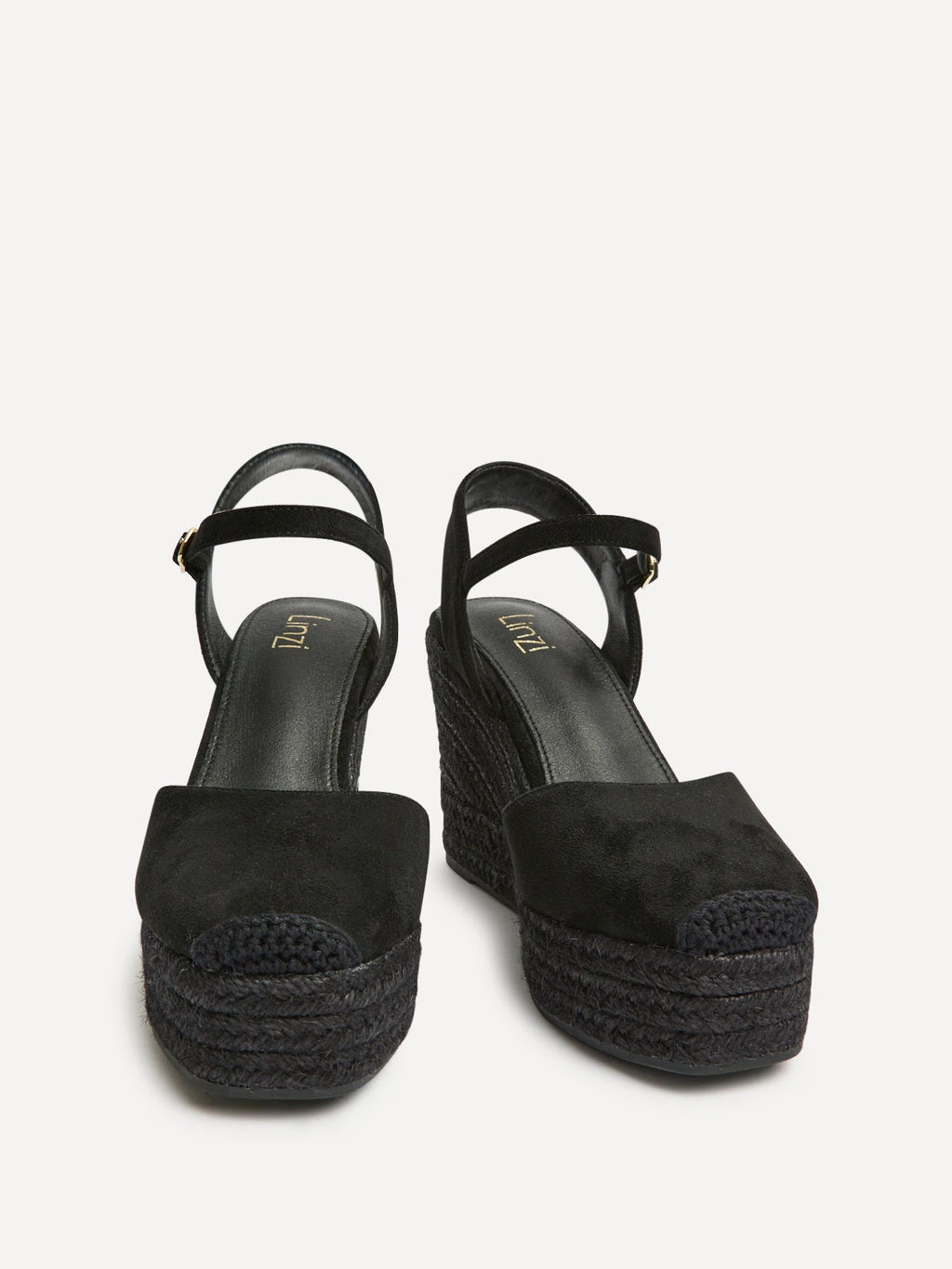 True Black Faux Suede Espadrille Wedges