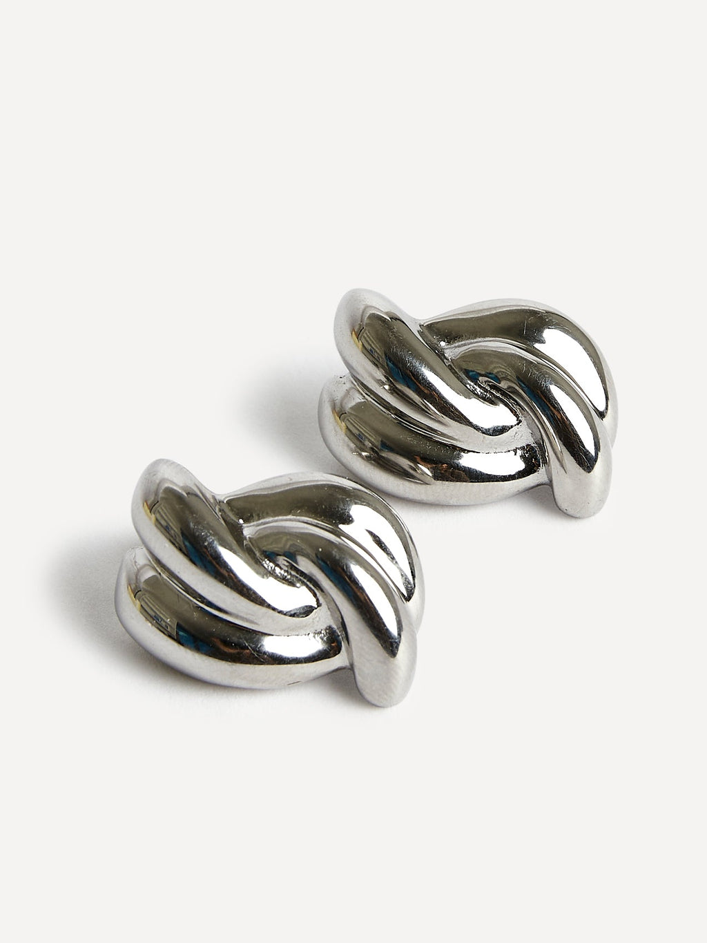 Twisted Silver Knot Stud Earrings