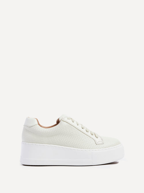 Twyla Cream Faux Leather Trainers