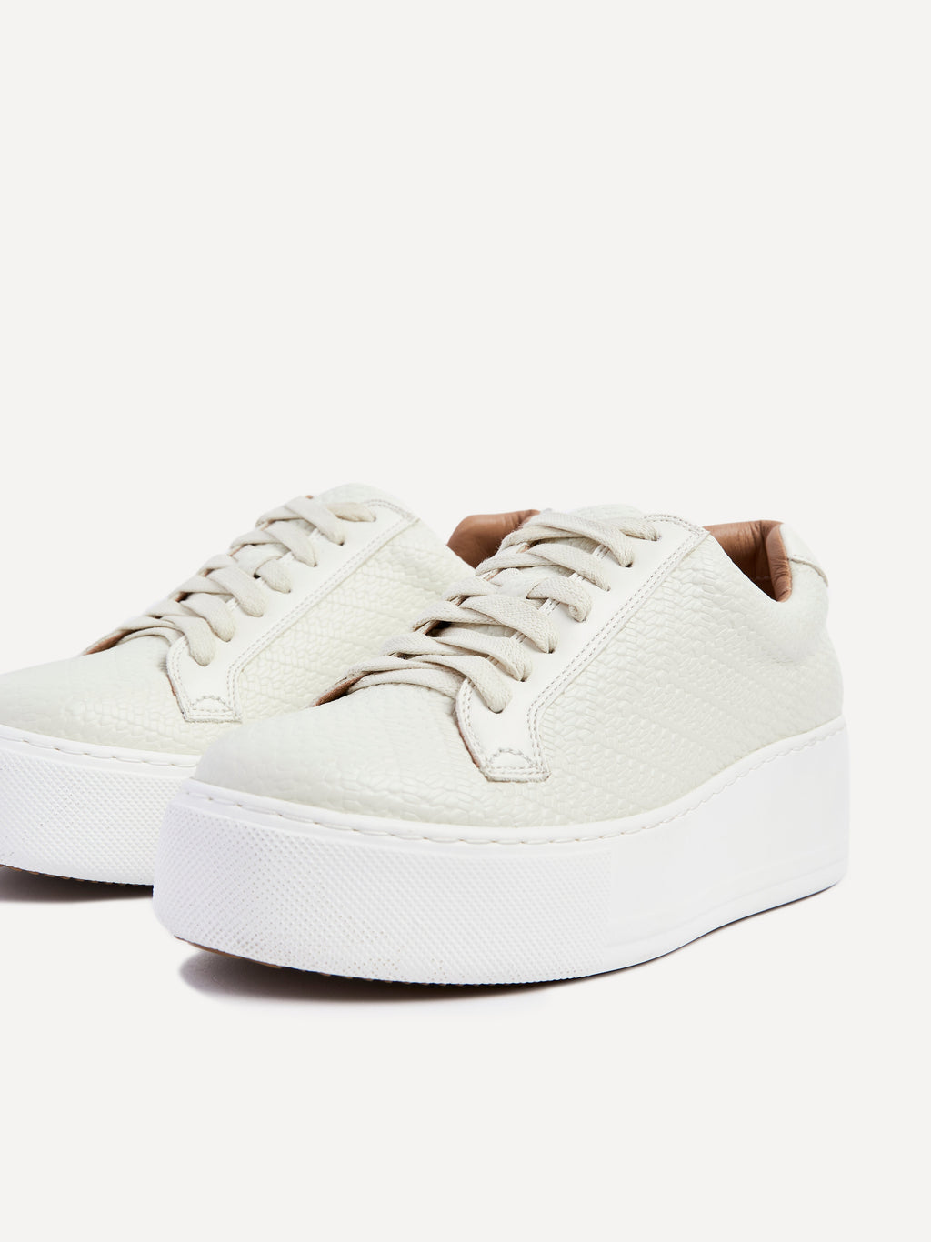 Twyla Cream Faux Leather Trainers