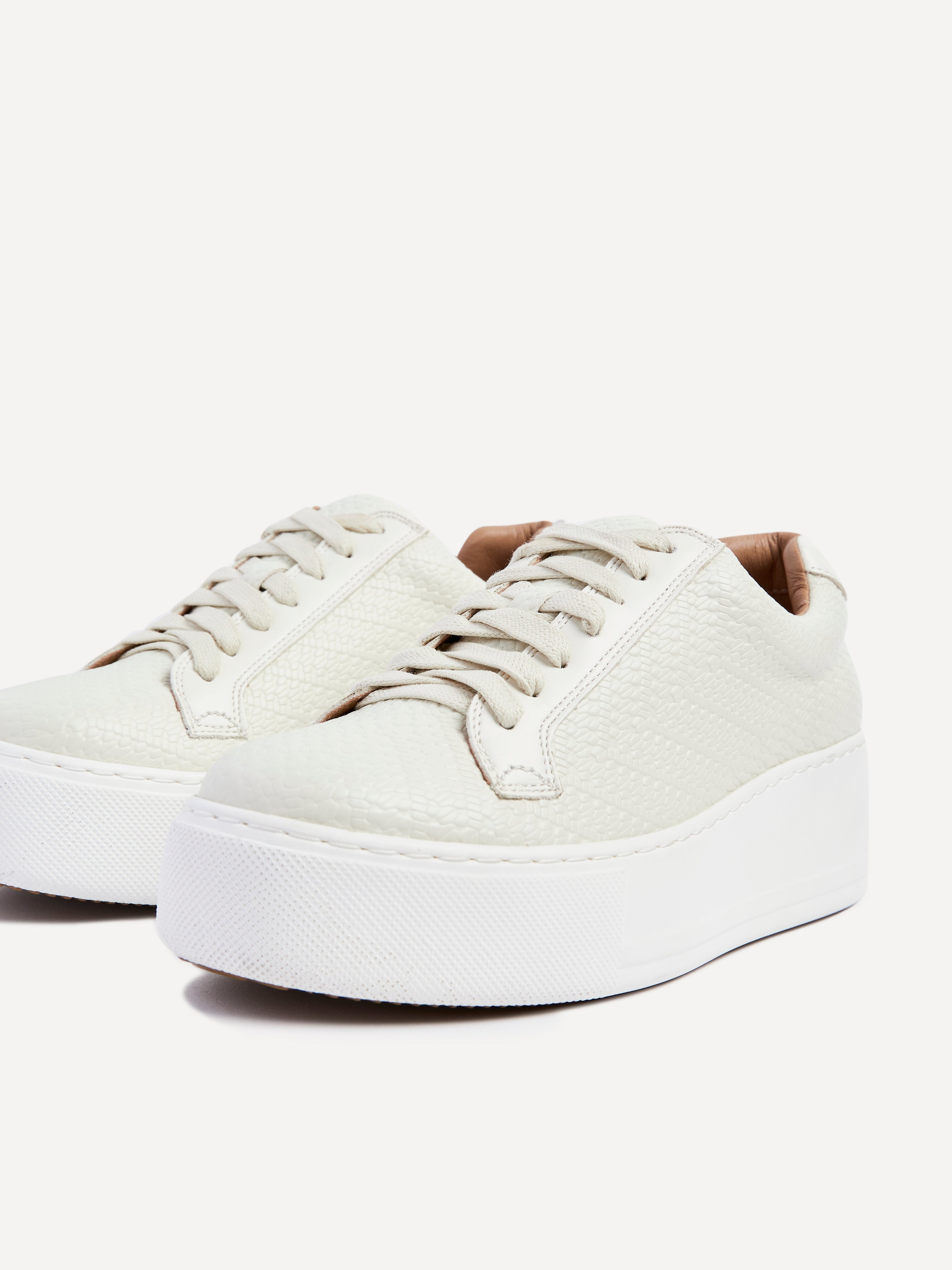 Twyla Cream Faux Leather Trainers