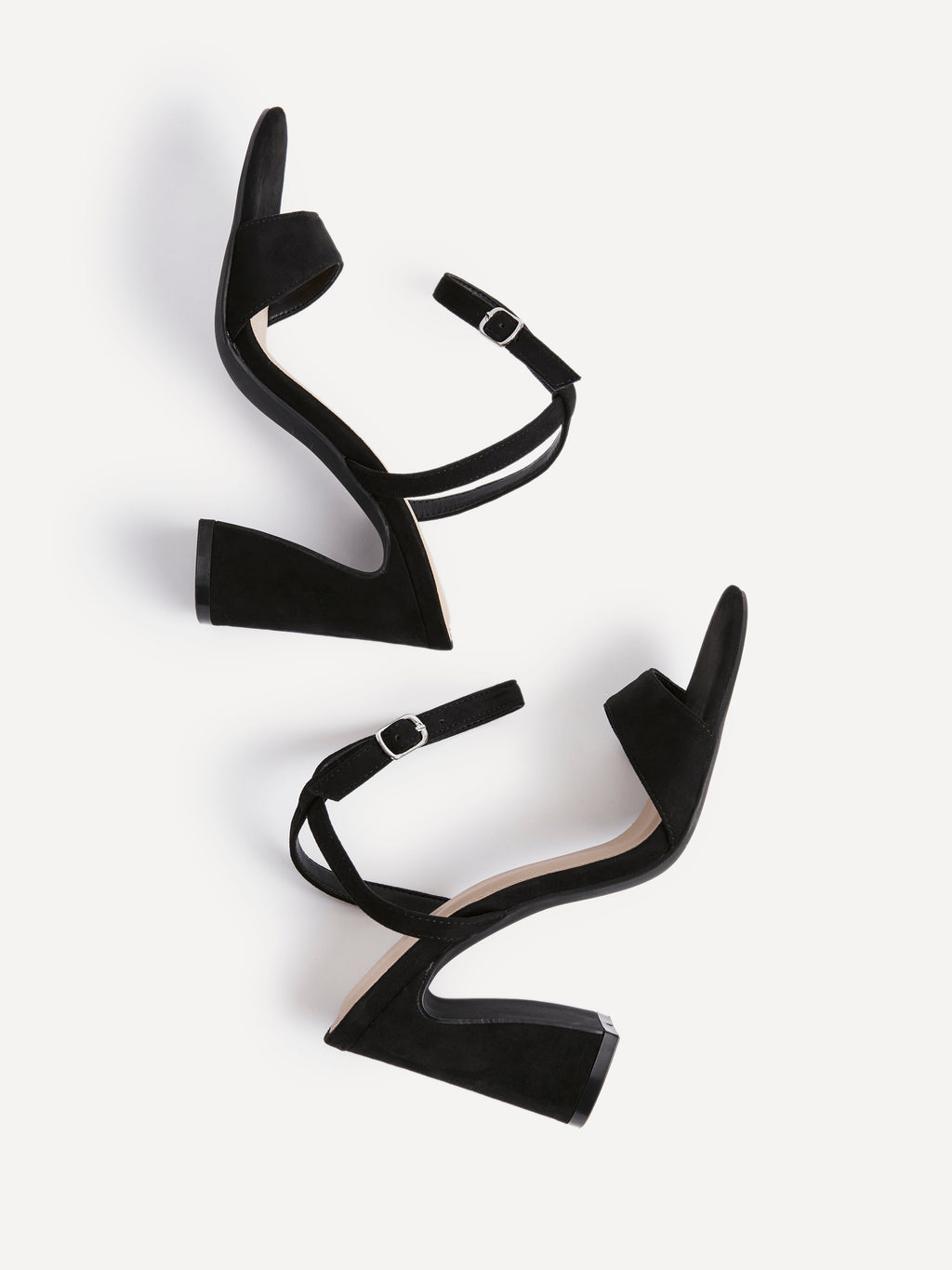 Trance Black Faux Suede Block Heels