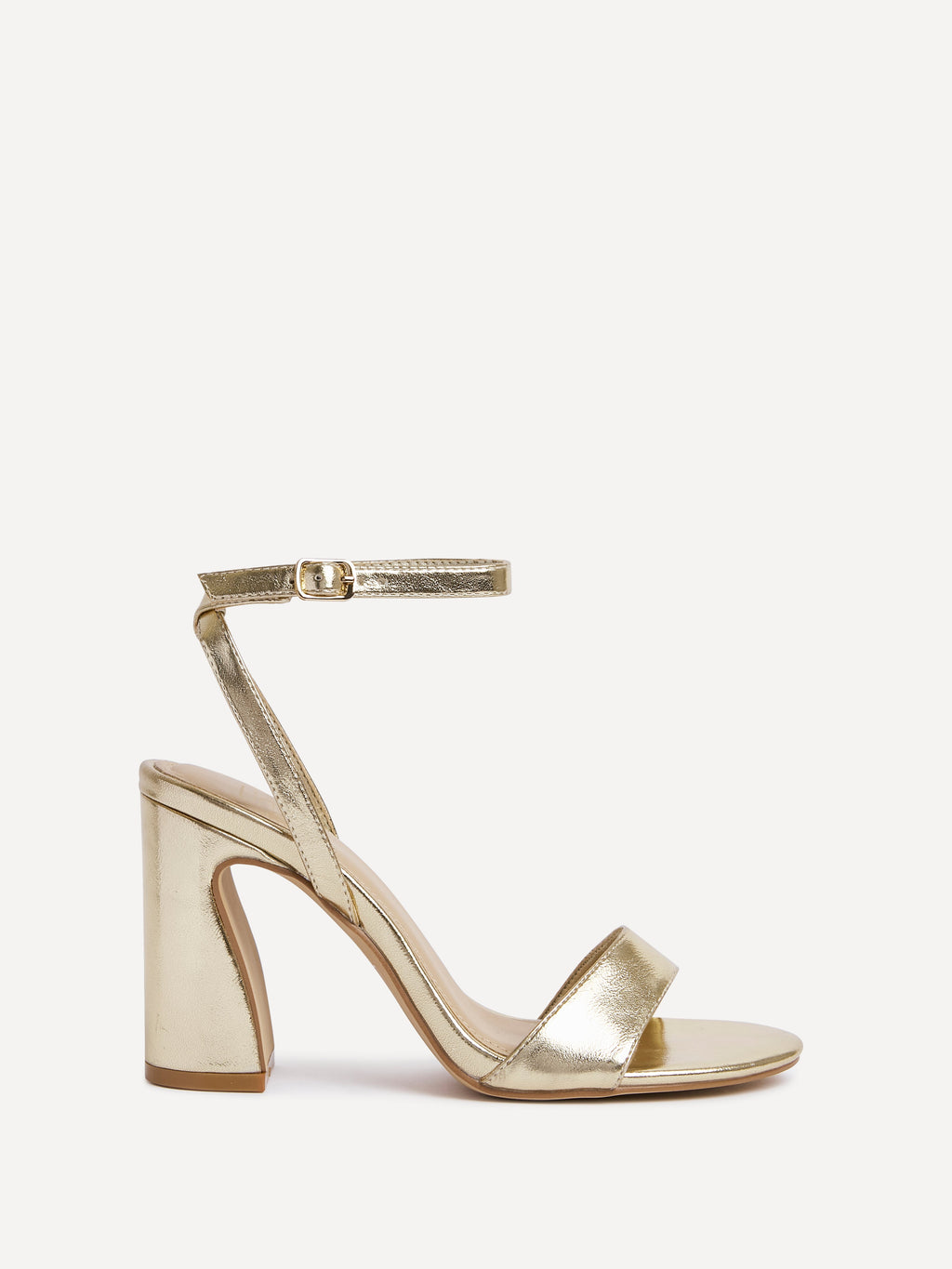 Trance Gold Faux Leather Block Heels