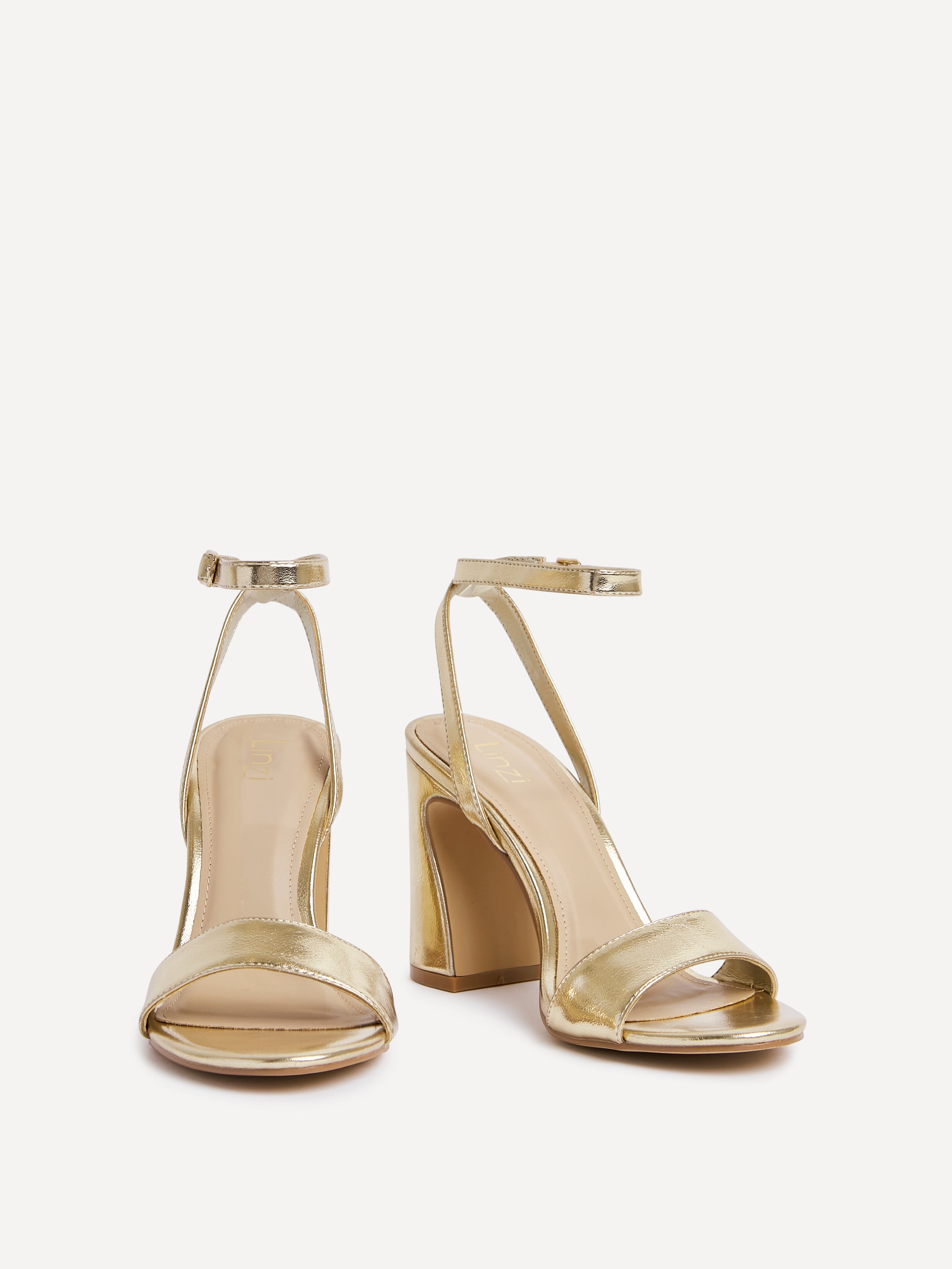 Trance Gold Faux Leather Block Heels